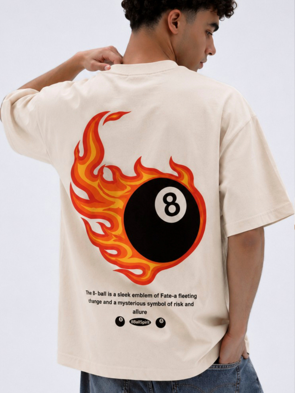 Flaming 8-Ball (Off White)